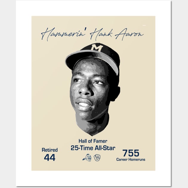 Hammerin' Hank Aaron • The Milwaukee Hammer Wall Art by The MKE Rhine Maiden